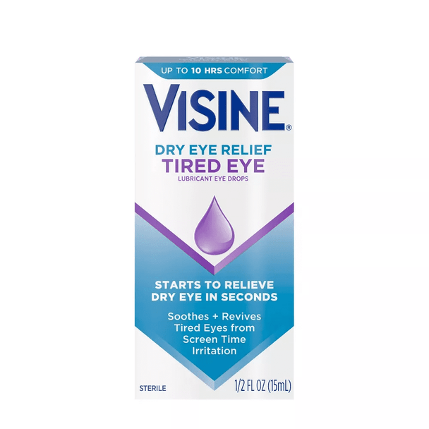 Visine Sterile Gentle PUR Tired & Dry Lubricant Eye Drops Relief, 0.5 oz