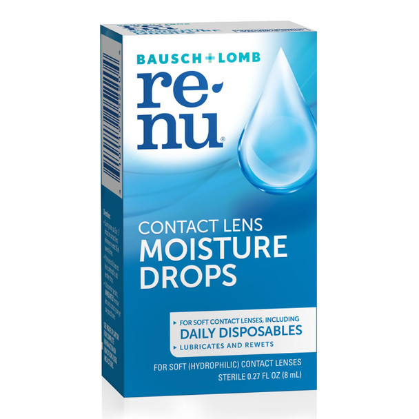 Renu Lubricant Eye Drops, Rewetting Drops for Contact Lenses, Rehydrates Soft & Disposable Lenses, Soothes & Moisturizes Eyes for Comfort, 0.27 Fl Oz (Pack of 1)