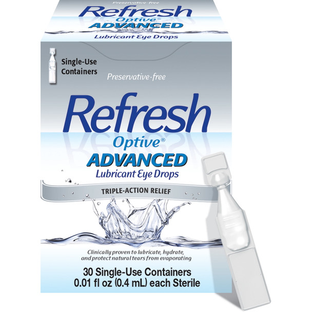 Refresh Optive Advanced PF Lubricant Eye Drops Preservative-Free Artificial Tears, 0.4 ml, 30 Count