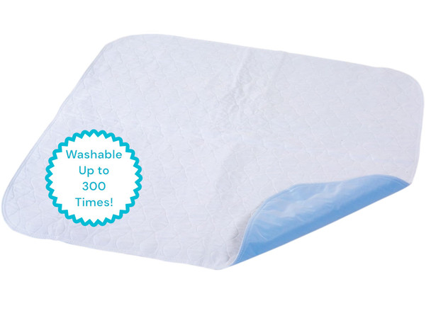 Essential Medical Supply Quik-Sorb 24" x 35" Quilted Birdseye Cotton Reusable Underpad - Waterproof Incontinence Bed Pads for Adults, Washable and Reusable Bed Pads with Birdseye Cotton Topsheet
