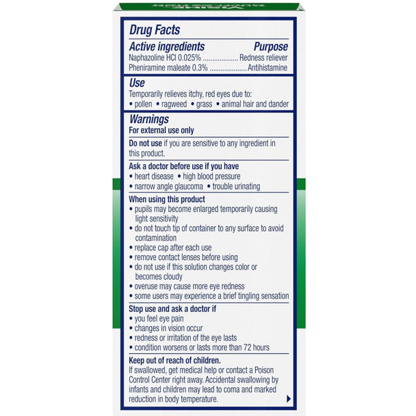 Visine -A Eye Allergy Relief, Antihistamine & Redness Reliever Eye Drops (Quantity 1)