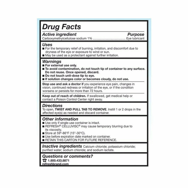 Refresh Celluvisc Lubricant Eye Gel Soothing Preservative Free Dry Relief 30ct