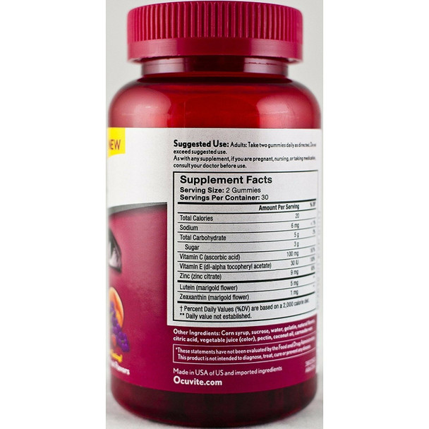 Bausch + Lomb Ocuvite Eye Vitamin & Mineral Supplement Adult Gummies 60 Count