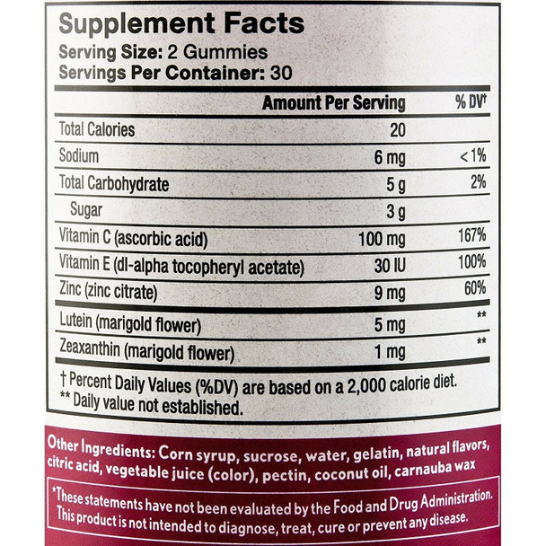 Bausch + Lomb Ocuvite Eye Vitamin & Mineral Supplement Adult Gummies 60 Count