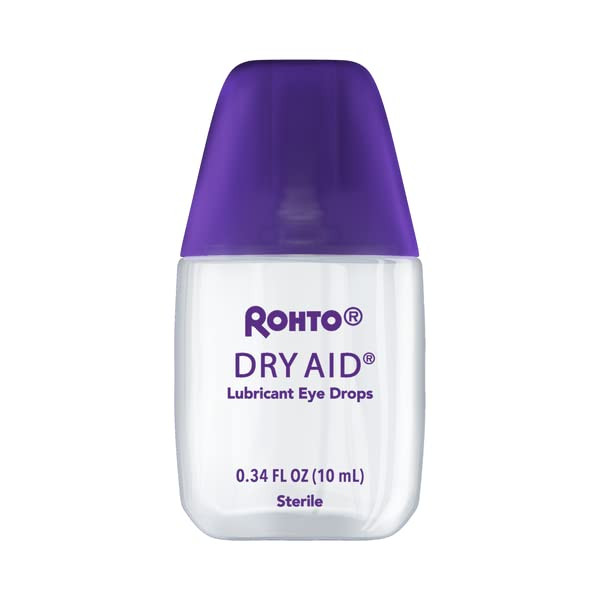 Rohto Dry Aid Lubricant Eye Drops, Fast Relief for Dry Eyes, Long-Lasting Hydration, Dry Eye Symptom Relief, Moisturizing and Soothing Eye Drops for Dry Eyes, Contact Lens-Friendly, 0.34 fl oz