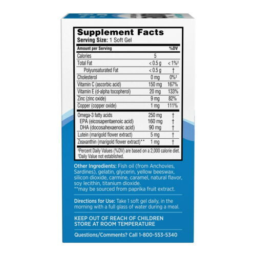 Bausch + Lomb Ocuvite Adult 50+ Eye Vitamin & Mineral Supplement Soft Gels 90 Ct