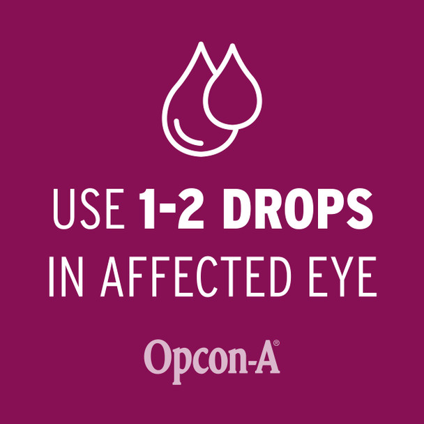 Opcon-A Allergy Eye Drops, Antihistamine and Redness Relief for Itchy, Red Eyes, Soothes Irritation from Pollen, Ragweed, Grass, Animal Hair and Dander Clinically Proven Formula, 0.5 Fl Oz (Pack of 2)