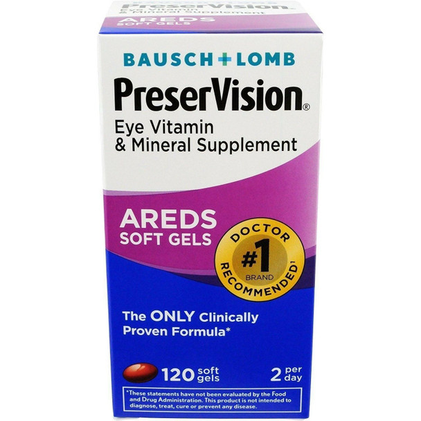 Bausch & Lomb AREDS Soft Gels Preservision Eye Vitamins and Minerals 120 Count