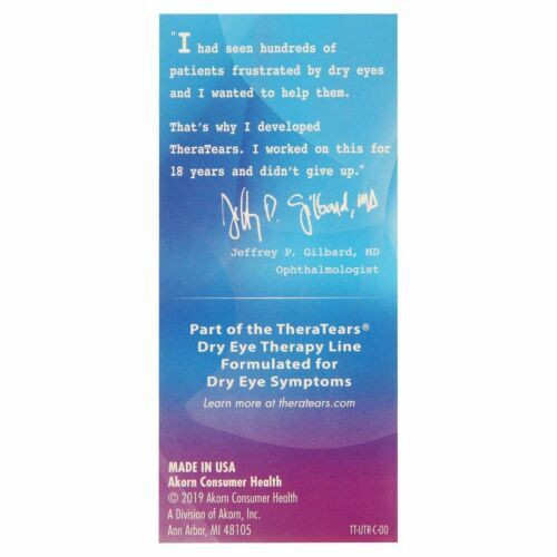 TheraTears Dry Eye Therapy Lubricant Eye Drops Single Use Vials Sterile 30 Count
