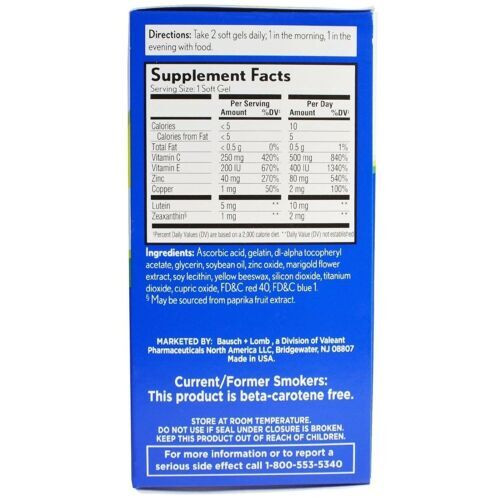 Bausch & Lomb PreserVision Eye Vitamin & Mineral AREDS 2 Formula Sofgel 90 Count