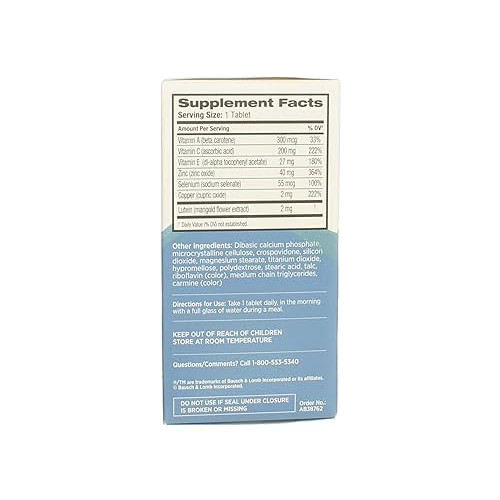 Bausch + Lomb Ocuvite Eye Vitamin Mineral Supplement with Lutein Tablets 120 Ct