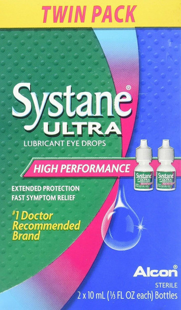 Systane Ultra High-Performance Lubricant Eye Drops Twin Pack 2 Count 20ml Each