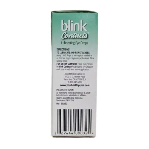Blink Contacts Lubricating Eye Drops Soft & RGP Lenses Sterile Safe Use 0.34oz