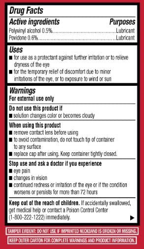 Leader Artificial Tears Lubricant Eyes Drops, Polyvinyl Alcohol 0.5%, Povidone 0.6%, Relieves Dry and Irritated Eyes, Sterile, for Adults and Children 6+, 0.5 fl oz