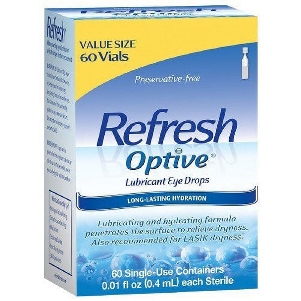 Refresh Optive Lubricant Eye Drops Single-Use Vials 60 Each