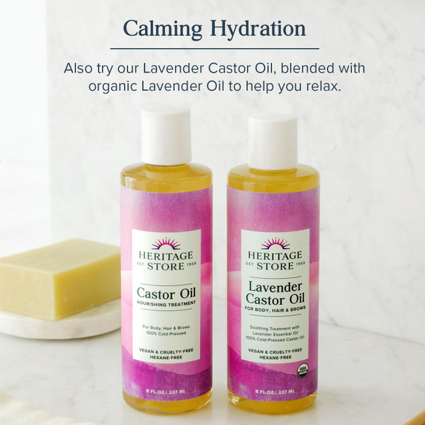 Heritage Store Castor Oil, Nourishing Hair Treatment, Deep Hydration for Healthy Hair Care, Skin Care, Eyelashes & Brows, Castor Oil Packs & More, Cold Pressed, Hexane Free, Vegan & Cruelty Free, 32oz