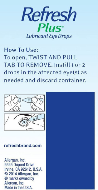 Refresh Plus Lubricant Eye Drops, Preservative Free, Single Use Containers, 30 Count