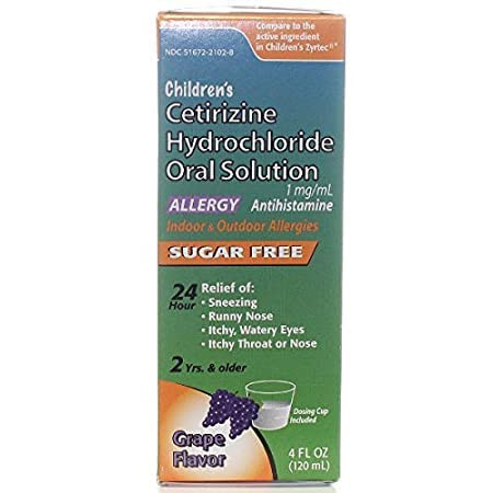TARO Children's Cetirizine Oral Solution Syrup Allergy Relief for Sneezing, Runny Nose, Itchy, Watery Eyes Grape Flavor | 2 yrs. & Older
