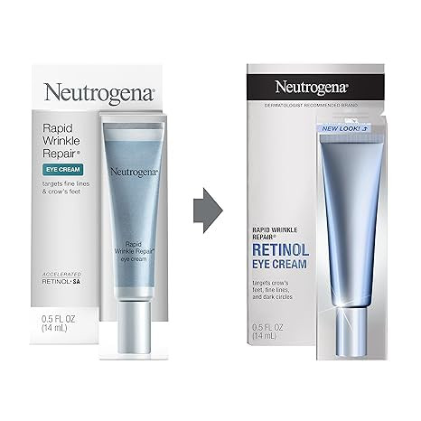 Neutrogena Rapid Wrinkle Repair Retinol Anti-Wrinkle Eye Cream for Dark Circles, Daily Eye Wrinkle Cream with Hyaluronic Acid & Retinol, Paraben-Free, 0.5 fl. oz