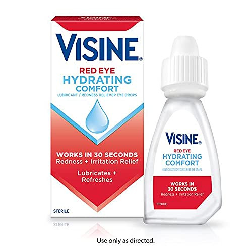 Visine Red Eye Comfort Redness Relief Eye Drops to Help Relieve Red Eyes Due to Minor Eye Irritations Fast, Tetrahydrozoline HCl, 0.5 fl. oz