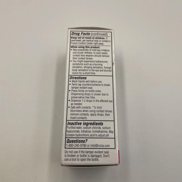 iVIZIA Sterile Lubricant Eye Drops for Dry Eyes, Preservative-Free, Moisturizing, Dry Eye Relief, Contact Lens Friendly, 0.33 fl oz Bottle