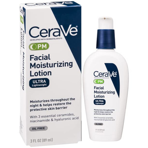 Facial Moisturizing Lotion PM - Normal To Dry Skin CeraVe Lotion Unisex 3 oz (Pack of 2)