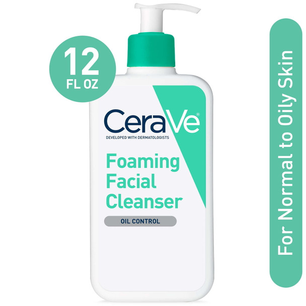 Cerave Foaming Facial Cleanser Normal Oily Fragrance Free 12 Ounce 2 Pack