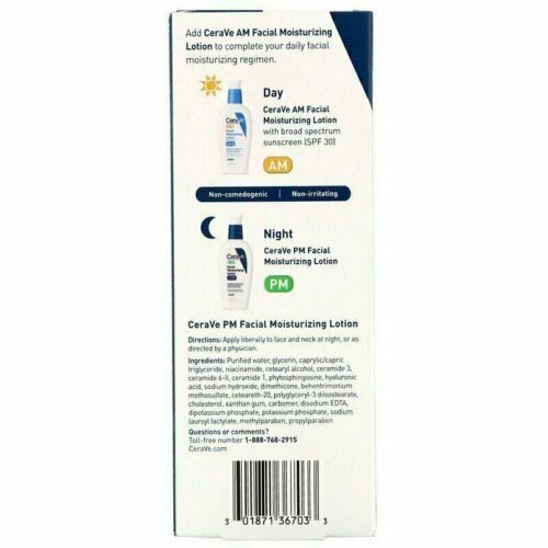 Cerave PM Facial Moisturizing Lotion Ultra Lightweight Moisturizer 3oz 3 Pack