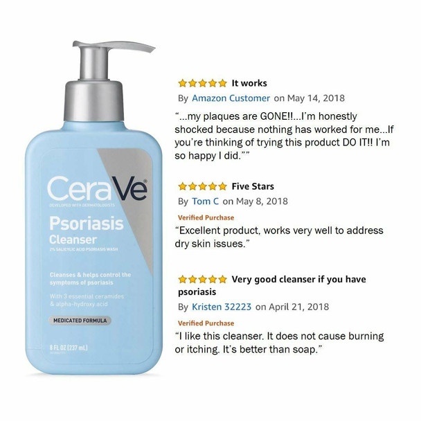 CeraVe Psoriasis Skin Therapy Cleanser Treatment with Medicated Formula 8 Ounce