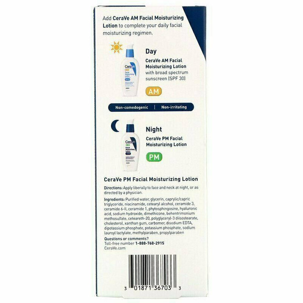 Cerave PM Facial Moisturizing Lotion - Ultra Lightweight Moisturizer 3oz 1 Pack