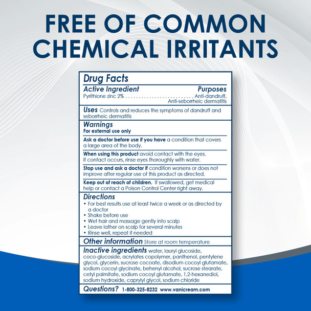 Vanicream Dandruff Shampoo  pH Balanced Mild Formula Effective For All Hair Types and Sensitive Scalps - Free of Fragrance, Lanolin, and Parabens  8 Fl Oz