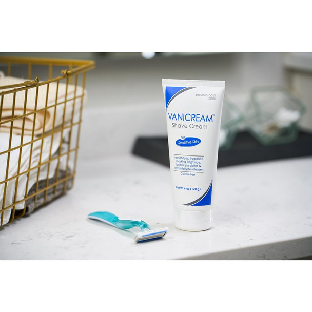 Vanicream Shave Cream for Sensitive Skin, Free of Dyes, Fragrance, Parabens, and Gluten, 6 oz