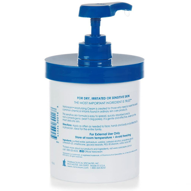Vanicream Moisturizing Skin Cream with Pump Dispenser - 16 fl oz (1 lb) - Moisturizer Formulated Without Common Irritants for Those with Sensitive Skin