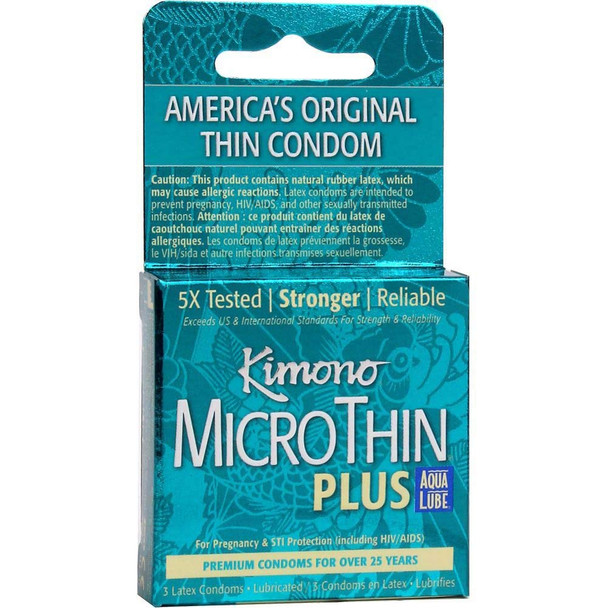 Kimono Micro Thin Aqua Lube Condom, 3 Pack