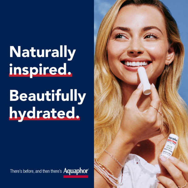 Aquaphor Naturally Inspired Lip Repair Stick with Aloe Vera and Natural Shea Butter, Hydrating Lip Balm Immediately Relieves Dryness, 0.17 Oz Stick