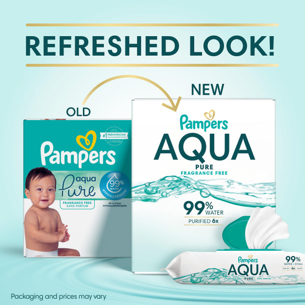 Pampers Baby Wipes Aqua Pure, 99% water-based wipes, Hypoallergenic and Unscented Baby Wipes, 112 Wipes Total (2 Flip-Top Packs)