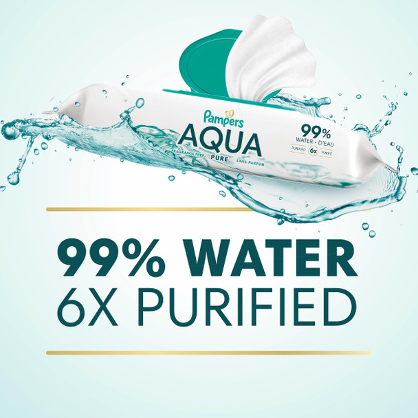 Pampers Baby Wipes Aqua Pure, 99% water-based wipes, Hypoallergenic and Unscented Baby Wipes, 112 Wipes Total (2 Flip-Top Packs)