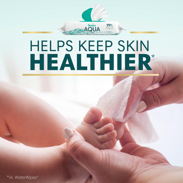 Pampers Baby Wipes Aqua Pure, 99% water-based wipes, Hypoallergenic and Unscented Baby Wipes, 112 Wipes Total (2 Flip-Top Packs)