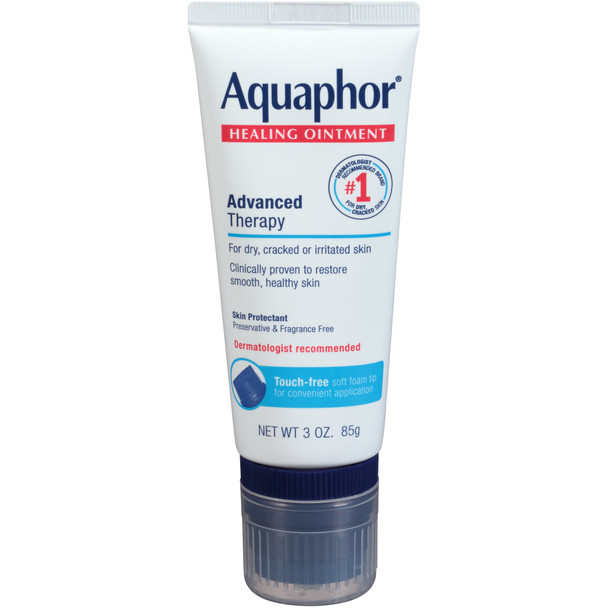 Aquaphor Healing Ointment With Touch-Free Applicator - For Dry, Chapped Skin - 3 oz. Tube