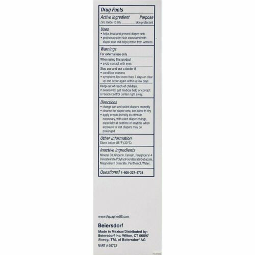 Aquaphor Baby 3-In-1 Diaper Rash Cream Skin Protectant Hypoallergenic 3.5 Ounce
