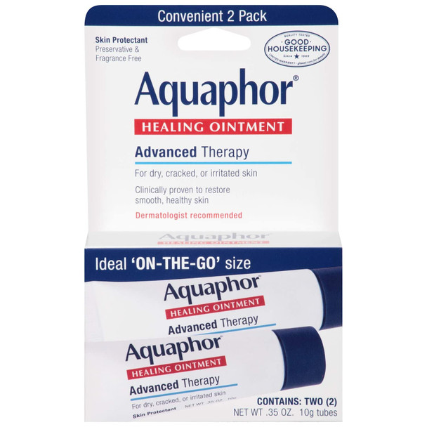 Aquaphor Healing Skin Ointment, Advanced Therapy, 0.35 Ounce (Pack of 2)