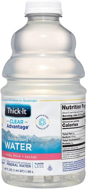 Thick-It AquaCareH2O Thickened Beverage 46 oz. Bottle Unflavored Ready to Use Nectar Consistency, B480-A7044 - Sold by: Pack of One