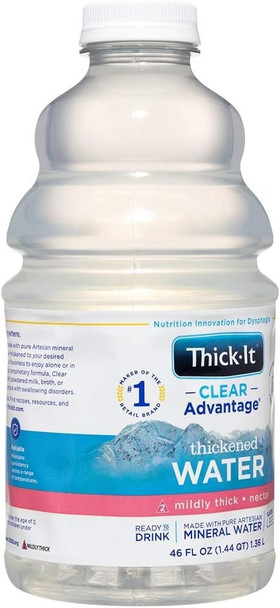 Thick-It AquaCareH2O Thickened Beverage 46 oz. Bottle Unflavored Ready to Use Nectar Consistency, B480-A7044 - Sold by: Pack of One
