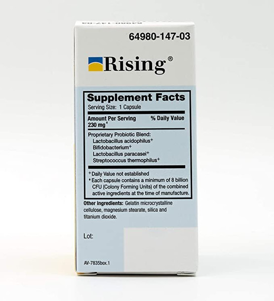 Rising Risaquad Probiotic Blend Dietary Supplement Gluten Free Capsules 30 ct