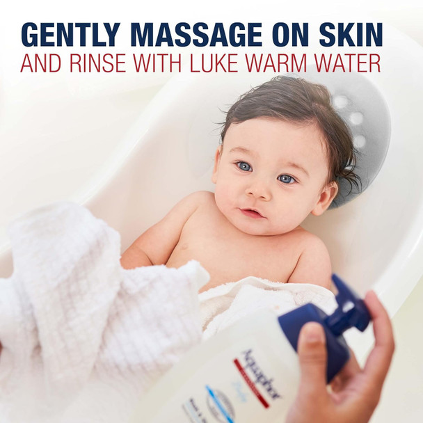 Aquaphor Baby Wash and Shampoo - Mild, Tear-free 2-in-1 Solution for Babys Sensitive Skin - 16.9 fl. oz. Pump