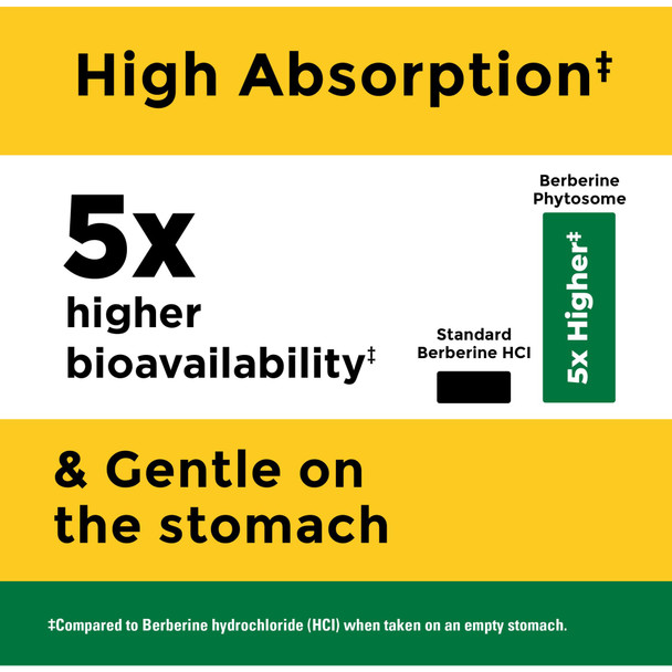 Nature Made Better Absorption Berberine Phytosome Capsules, 1100mg Per 2 Capsules Daily, Berberine Supplement for Cardiovascular Health Support, 60 Capsules, 30 Day Supply