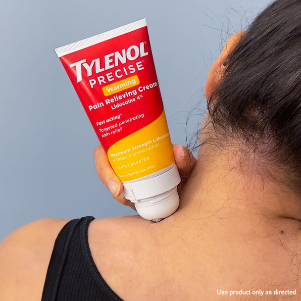 Tylenol Precise Warming Pain Relief Cream, Fast-Acting, Maximum Strength Lidocaine, 4 oz