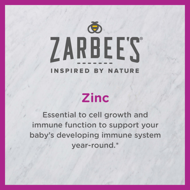 Zarbee's Baby Immune Support with Zinc, Baby & Toddler Vitamin 6 Months+, Includes Syringe for Easy & Accurate Dosing, Natural Grape Flavor, 2oz