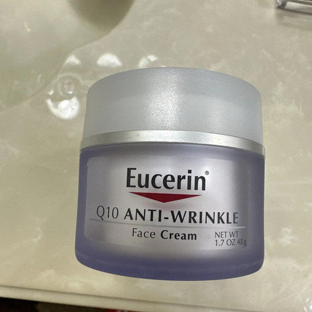 Eucerin Q10 Anti-Wrinkle Face Cream, Unscented Face Cream for Sensitive Skin, 1.7 Oz Jar