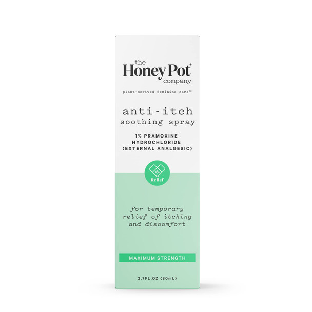 The Honey Pot Company - Feminine Anti-Itch Spray - at Home or On The Go Medicated to Relieve Itch and Irritation. Maximum Strength - 2.71 fl. Oz.